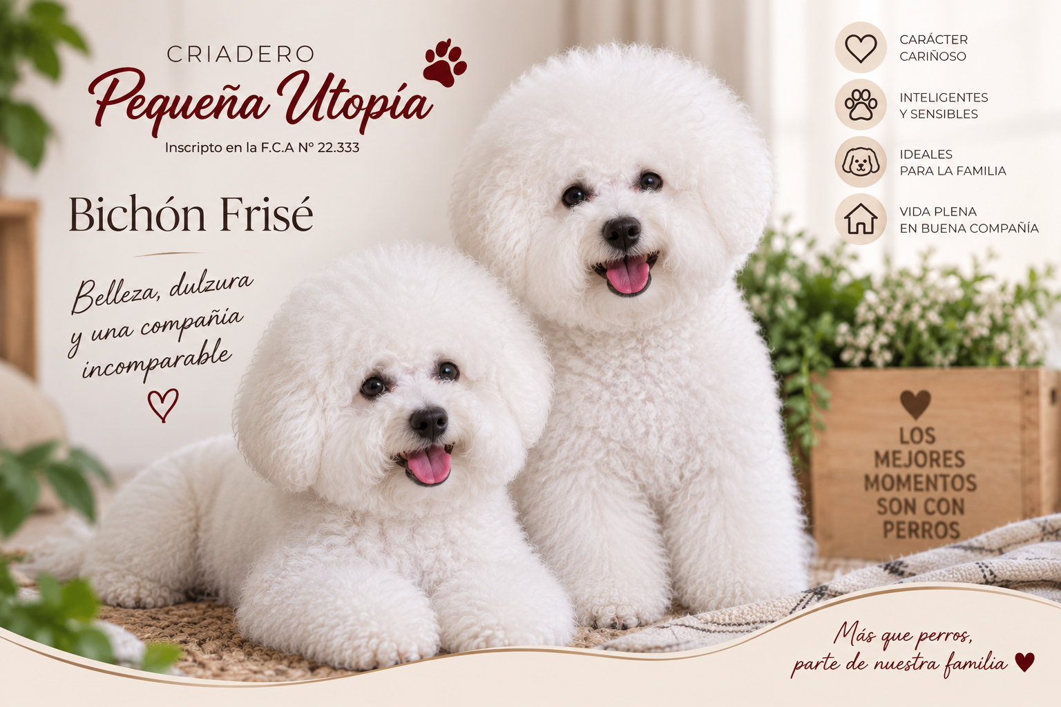 Bichón Frisé adulto del Criadero Pequeña Utopía